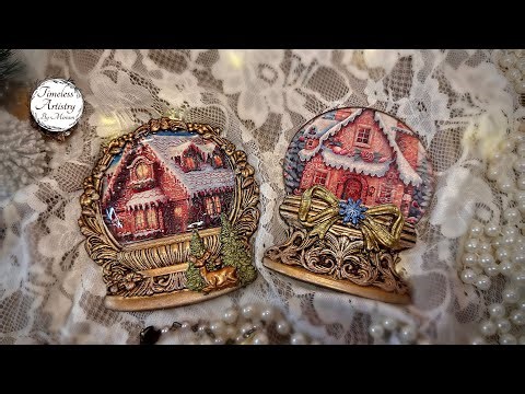 Handmade Resin Magnets | Reverse Decoupage | IOD Snow Globes