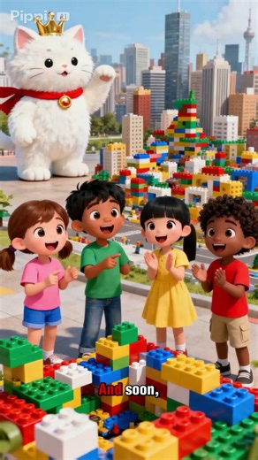 “A Tiny Builder, A Giant City”#CuteCat#LegoCity#CreativeKids#CatStory