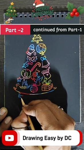 Christmas Drawing easy Ideas | Christmas Tree , Stocking & Ornament Drawing | Part-2