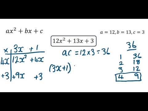 Factorising Quadratics Grid ac method
