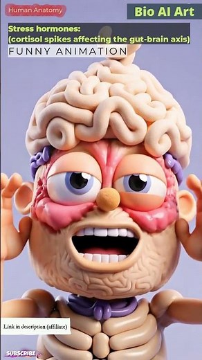 Stress hormones affecting the gut-brain axis Animation | Digestive System | Bio AI Art | 02
