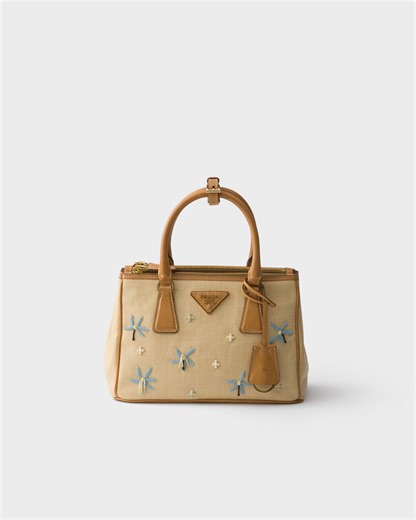 Petit Sac Prada Galleria En Toile Et Cuir Brodé