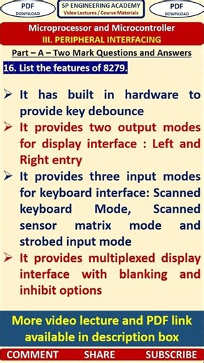16MP3 Microprocessor and Microcontroller List the features of 8279