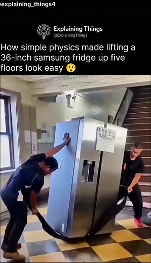 This post features how simple physics principles turned hauling a 36-inch Samsung refrigerator up five floors into an easy and controlled task, demonstrating how the right technique can replace brute force entirely. Process Details & Applications Purpose: Instead of lifting directly, methods like using inclined planes, leverage, or controlled support reduce the effective force needed, making heavy loads manageable even in tight spaces. Key Features: The approach focuses on distributing weight, m