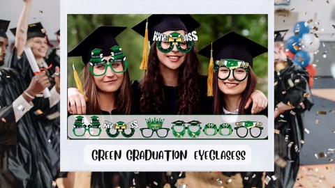 KatchOn, Green Graduation Eyeglasses 2026 - Pack of 12 | Graduation Glasses, Graduation Decorations 2026 | Green Graduation Photo Booth Props | 2026 Graduation Party Decorations