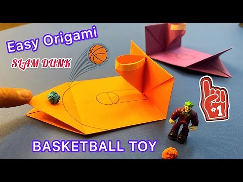 Easy Origami Mini toy Basketball Slam Dunk || Moving Paper toys pop it