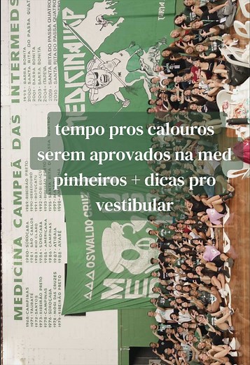 Quanto tempo pros calouros entrarem na medicina usp pinheiros e uma diquinha de cada um deles🫶🏻 ib: @Ana Clara | Med Einstein #vestibular #medicina #fuvest #usp #enem