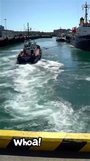 The incredible pulling power of a harbor tugboat! #Tugboat