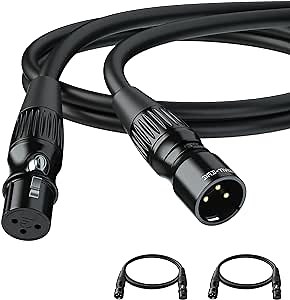 SMALL-EYE XLR Cables for Microphone 1FT 2 Pack, Hi-Fi Gold Plated 3-Pin Balanced Short Cable XLR Male to Female Patch Cord