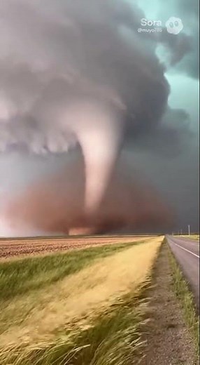 Massive Wedge Tornado Near Rural Road Raw Smartphone Footage