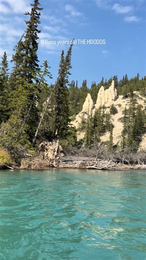 Exquisite Elegance 🛄 on Instagram: "The Hoodoos of Banff are natural rock pillars formed over millions of years through erosion. Layers of soft sedimentary rock were slowly worn away by wind, water, and ice, while harder rock on top acted like a protective cap, preventing the pillars beneath from eroding as quickly. As the surrounding landscape disappeared, these tall, narrow formations were left standing, creating the dramatic hoodoos we see today. They are a powerful reminder of how time and 