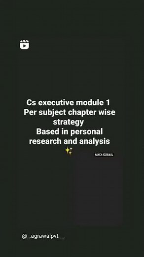 Per subject chapter wise strategy for Module 1 CS Executive ❤️✨