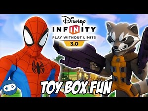 Spiderman and Rocket Raccoon Disney Infinity 3.0 Toy Box Fun Gameplay
