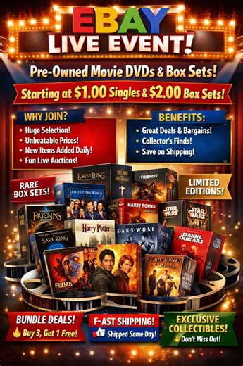 eBay Live DVD Show: Pre-Owned Movies & Box Sets Starting at $1!