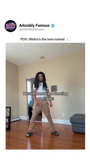 How Rihanna be dancing on stage. ————- Rihanna’s stage dances have always been unapologetically weird, playful, and uniquely hers—and that’s exactly why fans love them. Whether it’s her stiff-legged steps, offbeat shoulder rolls, or carefree freestyle moves, Rihanna dances like someone who’s fully in the moment, not trying to impress anyone. Instead of polished choreography, she delivers raw vibes, confidence, and humor, turning her performances into instantly meme-worthy moments. Fans have take