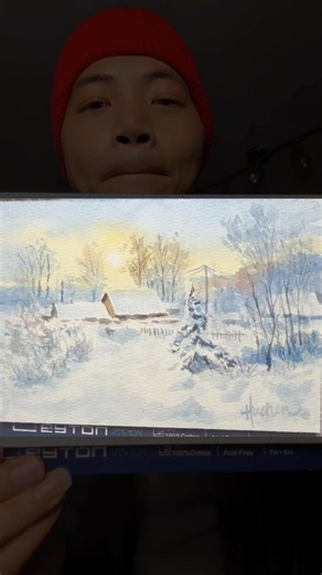 A watercolor snow scene to memorize the winter storm from last weekend