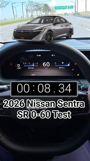 2026 Nissan Sentra SR 0-60 Test | 2.0L 4cyl NA | CVT | FWD | 149 hp | 146 lb-ft | 29/36 mpg #shorts