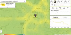 BreezoMeter shows a map of real-time air pollution in big cities