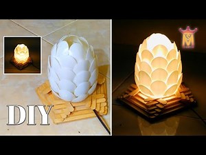 cara membuat lampu tidur dari stic es cream dan sendok plastik| DIY