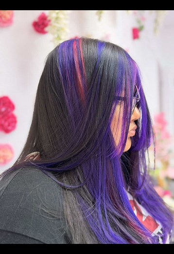 Chunky pink and purple highlights hair ideas