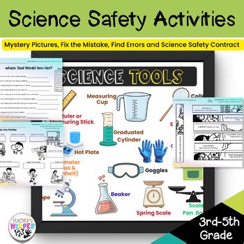3rd-5th Grade Science BOY Lab Safety Quiz Mystery Picture Fix Errors, Activities