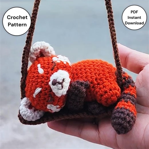 Red Panda Crochet Pattern – Mochi the Swinging Red Panda | Amigurumi Car Mirror Plush PDF - Etsy
