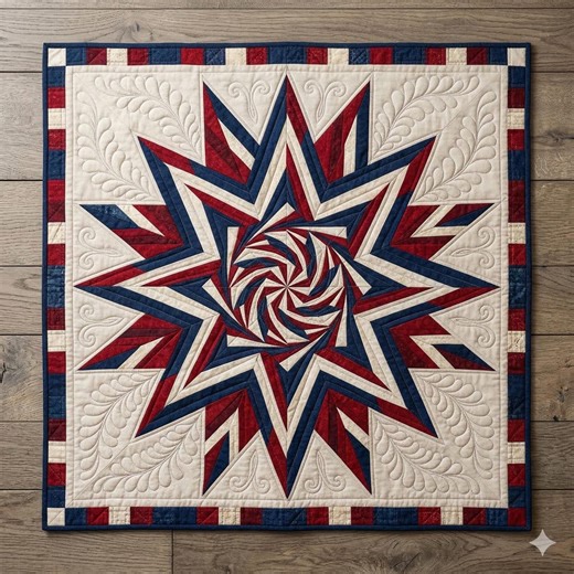 Ironbound Compass Quilt Pattern – Patriotic Red White Blue Star Quilt PDF - Etsy
