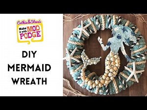 How to Make a Mermaid Wreath with Mod Podge, Napkins, & Pearls!