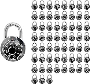 Combination Locker Lock, 60 Pack, Digital Combination Padlock for Toolbox, School and Gym Locker, Employee and Case, Black
