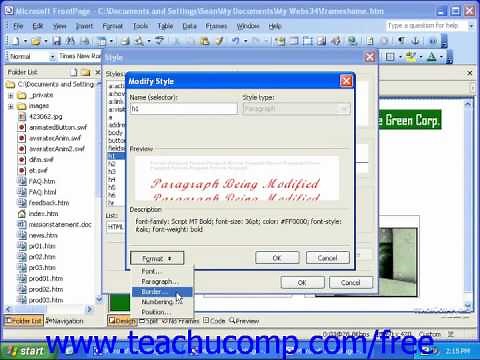 FrontPage Tutorial Creating a Style Sheet Microsoft Training Lesson 15.1