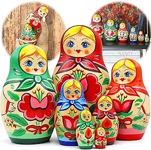 Amazon.com: AEVVV Russian Nesting Dolls for Adults Set 7 pcs - Wooden Matryoshka Dolls - Hand Painted Russian Dolls with Flower Decorations - Handmade Matryoshka Gifts : Toys & Games