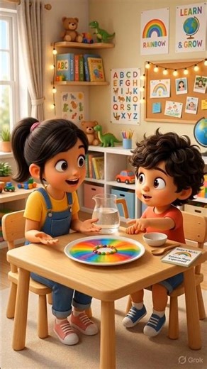 Candy Magic Experiment 🍬🌈 | Skittles Rainbow Science Trick for Kids | Aadya Advik Lab #shorts