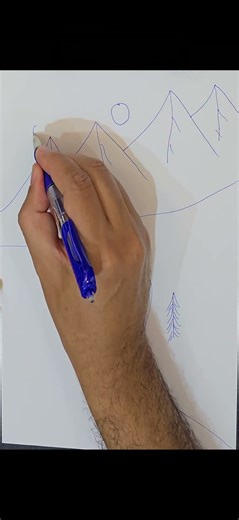 Mountains and sunset view from a simple sketch using Ai