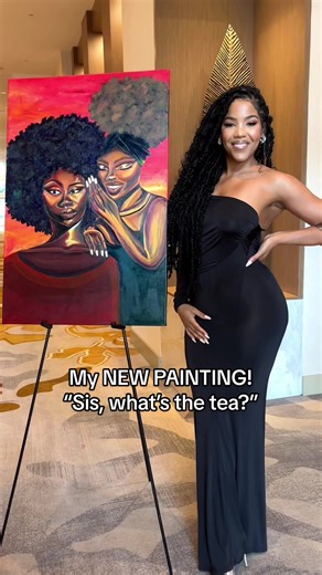 JessLeeWong.com to purchase “Sis, What’s the Tea” ☕️ 7 months… of patience, growth, and unspoken conversations. This painting is more than art, it’s a moment between women that doesn’t need words. If you feel it, you feel it. #blackart #blackartist #blackartistsoftiktok #blackartists #acrylicpainting
