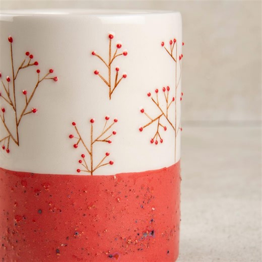Handmade Ceramic Flower Vase | Red Textured Floral Pot - Etsy