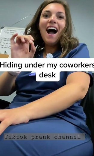 Hidden under the desk to Scary Morgan 😂🤣😂😂