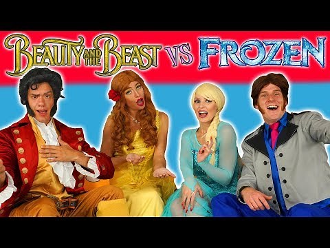 ELSA & HANS VS BELLE & GASTON. FROZEN VS BEAUTY AND THE BEAST SONG CHALLENGE. (Parody Characters)