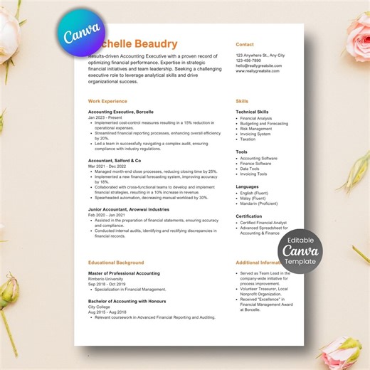 Single-column Resume Format CV Cover Letter Creative ATS Compatible Template Curriculum Vitae for Job Applications Professional Elegant - Etsy