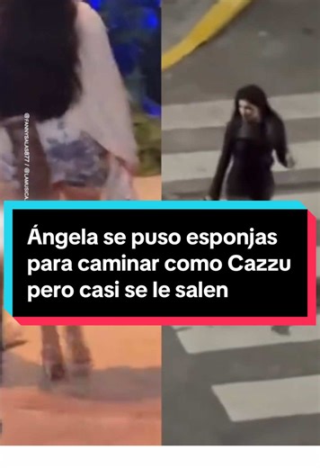 Ángela imita a Cazzu con esponjas pero casi se cae