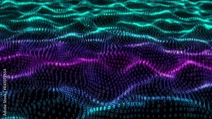 Computer Code Matrix Number Animation And Change Randomly. Digital Binary Code Wave Animation, Binary Number Digital Wave Animation. Glowing Number Wave Programming Code Animation. Futuristic Digital