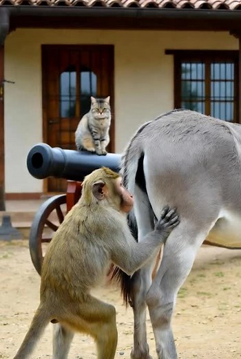 Watch This Donkey's Hilarious Reaction to a Monkey