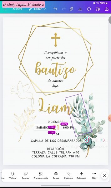 Tutorial Invitación para Bautizo de Niño. 👶🏻✝️🕊💚😍🥰 Tutorial paso a paso. #tutorial #canva #invitaciondigital #bautizo #niño #diseñopersonalizado #redessociales #desingslupitamelendrez 🩷🖤 ¡Estoy a sus órdenes para alguna en especial! #personalizada #preciosaccesibles 🥰🤝🏻