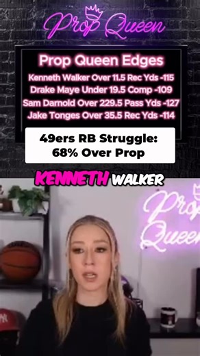 Prop Queen Sports on Instagram: "The Prop Queen @ariepst has a running back prop in tonight’s game that aligns with Sam Darnold’s oblique injury. #seahawks #nfl #nflbets"