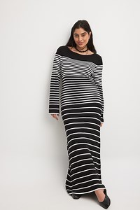 Fine Knitted Striped Midi Dress Stripe