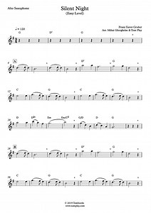 Silent Night (Easy Level, Alto Sax, with Orchestra) (Gruber) - Saxophone Sheet Music