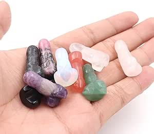 9 Pieces Crystal Decor Healing Crystals- 1" Hand Making Mini Men Penis Shape Polished Quartz Funny Decor for DIY Meditation Balancing