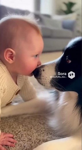 A Moment of Pure Love: Baby and Border Collie’s Gentle "Nose Boop"