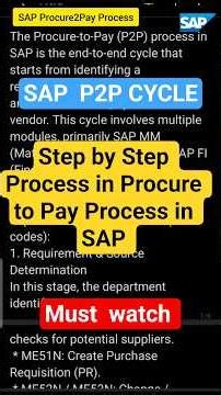 SAP Procure2Pay Process.#p2p #sapfico #sapmm #SAPP2PProcess #yt #trending #trendingshorts #feesds