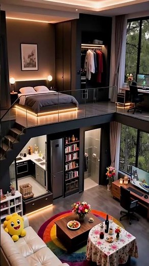 A Peaceful Rainy Evening Inside a Minimalist Studio Apartment. #shorts #cozy #apartment
