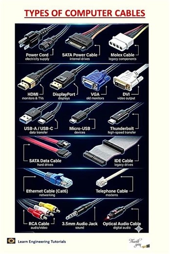 Types of Computer Cables......#shortsviral #shorts #computer #shortsfeed